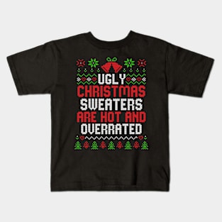 Ugly Christmas Sweater Pattern Funny Christmas Kids T-Shirt